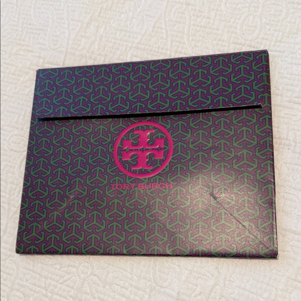 Tory Burch Green and Purple Patterned Envelope Pouch